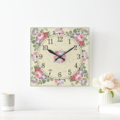 Square Wall uhr - Blumendesign (Zuhause)
