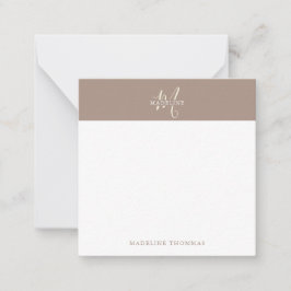 Square Warmby Beige Mit Monogramm Script Mitteilungskarte