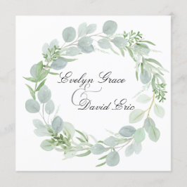 Square Watercolor Grüne Hochzeitsfeier Einladung