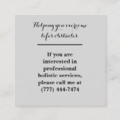 Square Watercolor Healing Arts Business Card Quadratische Visitenkarte (Rückseite)