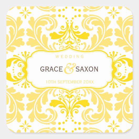 SQUARE WEDDING ETIKETT: versiert 1 Quadratischer Aufkleber (Vorderseite)