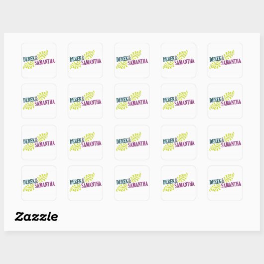 Square Wedding Logo Sticker (Blatt)