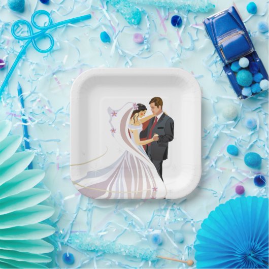 Square Wedding Paper Plate Pappteller (Party)