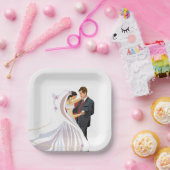 Square Wedding Paper Plate Pappteller (Party)