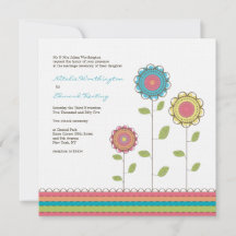 Square Wedding Rainbow Tall Blume Einladung