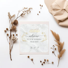 Square Wedding Sticker Herzlich willkommen