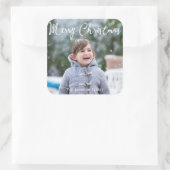 Square Weihnachtsgrüße Sticker hinzufügen Foto (Tasche)