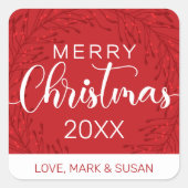 Square Weihnachtskleber (Rot) Quadratischer Aufkleber (Vorderseite)