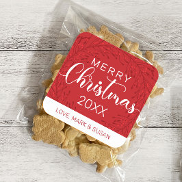 Square Weihnachtskleber (Rot) Quadratischer Aufkleber