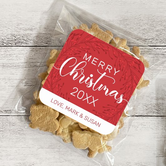 Square Weihnachtskleber (Rot) Quadratischer Aufkleber