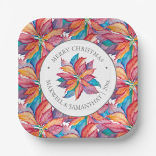 Square Weihnachtspapier Teller Unique Poinsettia