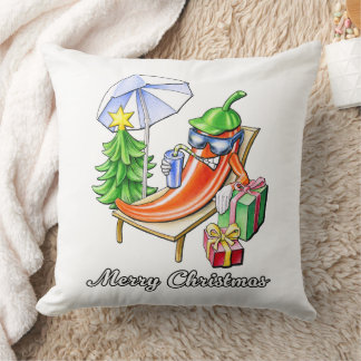 Square White Chili Frohe Weihnachten Zeichnend Kissen