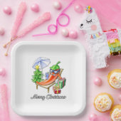 Square White Merit Christmas Beach Pepper Party Pappteller (Party)