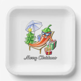 Square White Merit Christmas Beach Pepper Party Pappteller