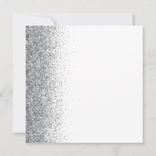 Square White Silver Glitzer Save the Date Ankündigung (Rückseite)
