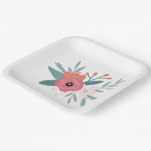 Square Wildblume Posy Party Teller (Gewinkelt)