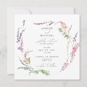 Square Wildblume Watercolor Floral Moderne Hochzei Einladung (Vorderseite)