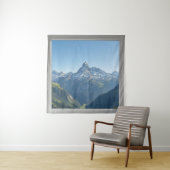 Square Window with Views of the Swiss Alps Wandteppich (Beispiel)