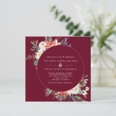 Square Winter Berry Floral Wedding Einladung (Stehend Vorderseite)