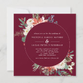 Square Winter Berry Floral Wedding Einladung (Vorderseite)