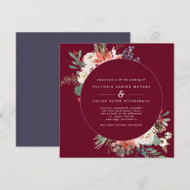 Square Winter Berry Floral Wedding Einladung