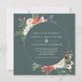 Square Winter Sage & Marsala Floral Wedding Einladung (Vorderseite)