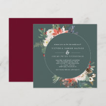 Square Winter Sage & Marsala Floral Wedding