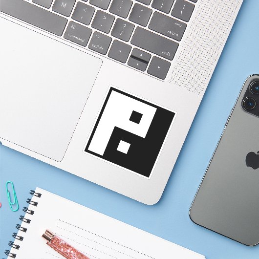 Square Yin Yang Aufkleber (Laptop mit iPhone)