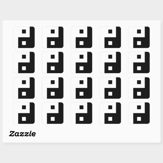 Square Yin Yang Quadratischer Aufkleber (Blatt)