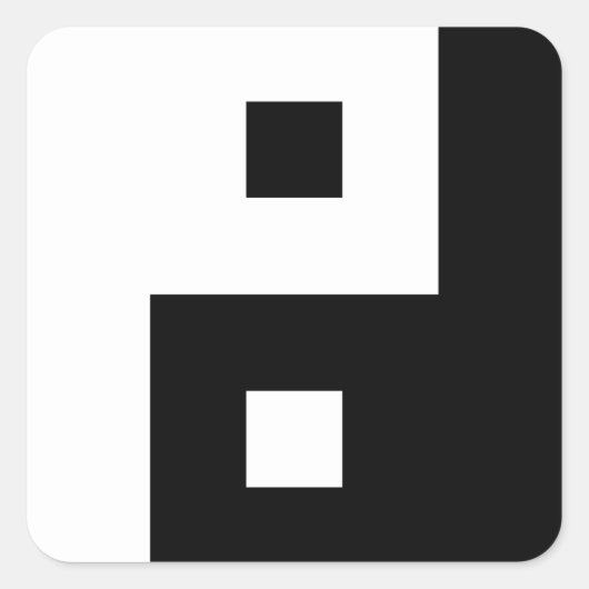 Square Yin Yang Quadratischer Aufkleber (Vorderseite)