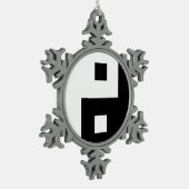 Square Yin Yang Schneeflocken Zinn-Ornament (Links)