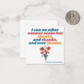 Square Zwölftel Night Shakespeare Vielen Dank Mitteilungskarte (Vorderseite/Rückseite Beispiel)