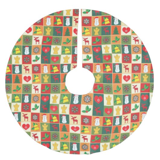 Squared Christmas Tree Skirt Polyester Weihnachtsbaumdecke (Vorderseite)