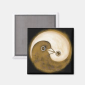 SquareFridge Magnet mit goldenen YinYang Friedenst (Vorderseite/Rückseite)