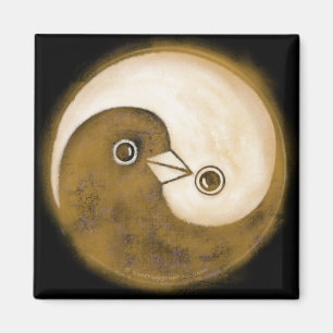 SquareFridge Magnet mit goldenen YinYang Friedenst