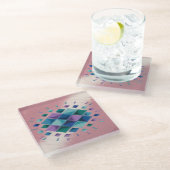 Squares Metallischer Pink Glass Untersetzer (Schrägansicht)