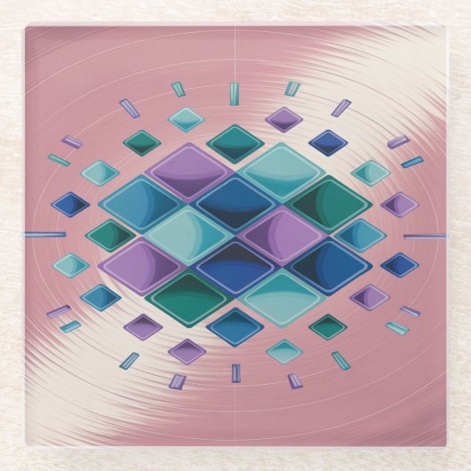 Squares Metallischer Pink Glass Untersetzer (Vorderseite)