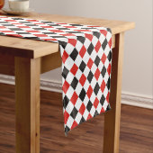 Squares Pattern black red white + your idea Kurzer Tischläufer (Beispiel)