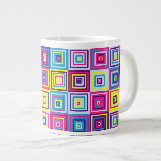 Squares Pattern Jumbo-Tasse (Vorderseite Rechts)