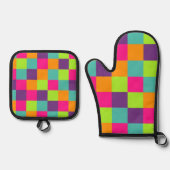 Squares Pattern Ofenhandschuh & Topflappen-Set (Vorderseite)