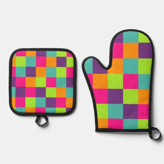 Squares Pattern Ofenhandschuh & Topflappen-Set (Vorderseite)