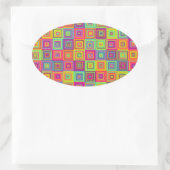 Squares Pattern Ovaler Aufkleber (Tasche)