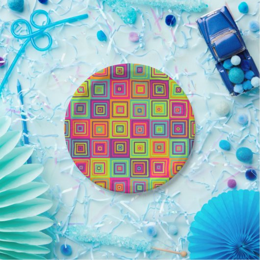 Squares Pattern Pappteller (Party)