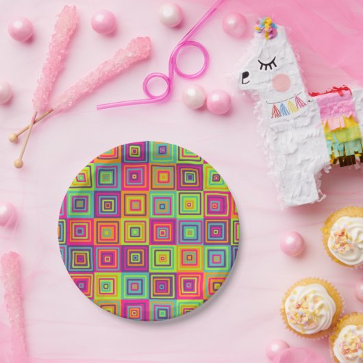 Squares Pattern Pappteller (Party)