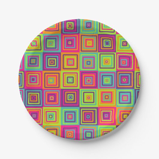 Squares Pattern Pappteller (Vorderseite)