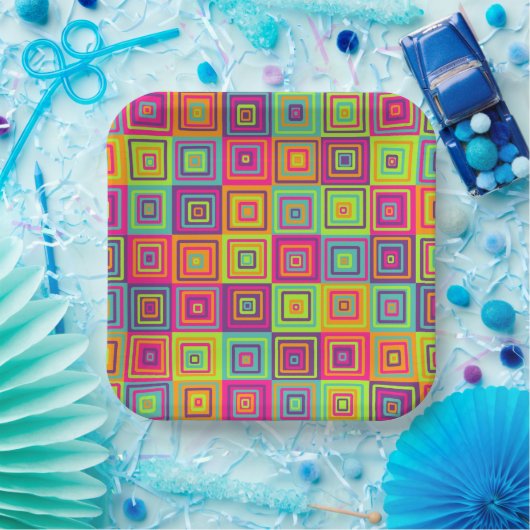 Squares Pattern Pappteller (Party)