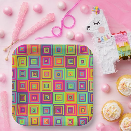 Squares Pattern Pappteller (Party)