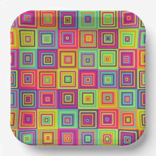 Squares Pattern Pappteller (Vorderseite)