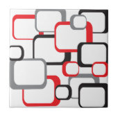 Squares Red Black Grey White Retro Keramik Tile Fliese (Vorderseite)