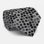 Squares v2- Schwarz auf Grau Krawatte (Gerollt)
